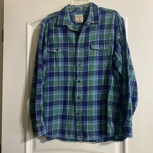 Vintage DuckHead Green and Blue Plaid Flannel Button-Up Shirt
